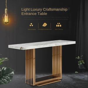 Table <span class=keywords><strong>console</strong></span> multifonctionnelle mobile <span class=keywords><strong>d</strong></span>'<span class=keywords><strong>entrée</strong></span>, style italien, luxe léger, moderne, minimaliste, en marbre et acier inoxydable - Product Image 4