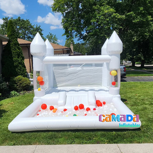 Castillo Inflable Blanco Personalizado <span class=keywords><strong>con</strong></span> <span class=keywords><strong>Piscina</strong></span> de Pelotas de 3m y 0.55mm de PVC, <span class=keywords><strong>Alquiler</strong></span> de <span class=keywords><strong>Casa</strong></span> Inflable para Fiestas Familiares al Aire Libre para Bodas - Product Image 6