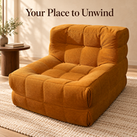 Fauteuil de salon en velours côtelé, siège individuel, canapé de sol compressé avec design capitonné pour salon et chambre à coucher