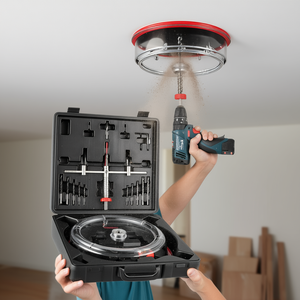 Kit de sierra perforadora de doble hoja ajustable de 1-5/8 a 8 pulgadas con escudo antipolvo para orificios en techos, con punta de carburo de acero de alta velocidad - Product Image 2