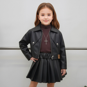 Luxuriöses PU-Lederjacken- und Faltenrock-<span class=keywords><strong>Set</strong></span> – Cooles Kunstleder-Zweiteiler-Outfit für den Herbst – Großhandel - Product Image 4