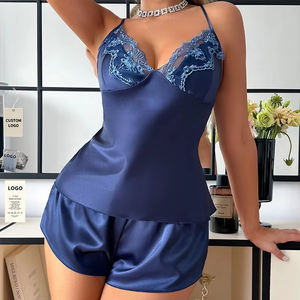 Set piyama Satin lembut, pakaian tidur sutra es, Set 2 potong, pakaian tidur, Lingerie seksi - Product Image 1