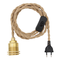 Cordon d'alimentation certifié UE DIY avec prise, recouvert de corde de chanvre, support d'ampoule fileté E26, interrupteur marche/arrêt, ensembles de cordons de suspension vintage pour lampe