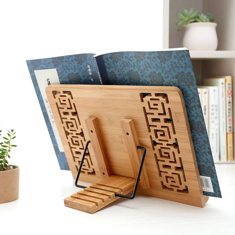Tragbarer Bücher ständer aus Bambus Verstellbarer Halter Kochbuch Lese schreibtisch Studie Leichter Ständer