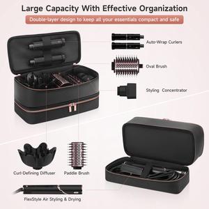 Sac de transport double couche portable pour brosse sèche-cheveux tout-en-un, organiseur de rangement pour outils capillaires, sac de voyage - Product Image 2