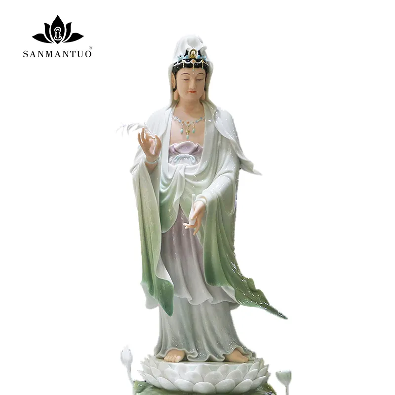 南海観音仏白玉仏家の装飾西洋三生立像