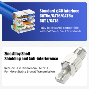 Cat7 <span class=keywords><strong>SFTP</strong></span> Màu Mạng RJ45 Cộng Với 6A Kết Nối Nữ Mèo 7 Tooless Mèo Zink Mèo 5E - Product Image 6