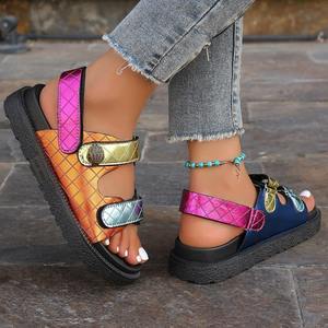 Nuevas sandalias de playa con diseño de cabeza de águila en colores vibrantes para mujer, talla grande, con diseño de diamantes deslumbrantes y coloridos. - Product Image 2