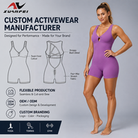 Combinaison de yoga violette personnalisée avec logo pour femme, col en V, torsion avant, découpes, sans manches, pour la gym et l'entraînement, OEM ODM