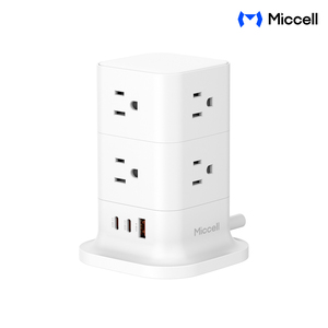 ปลั๊กพ่วงคุณภาพพรีเมียมมาตรฐานอังกฤษ Miccell Wholesale พร้อมเต้ารับ BS 1363 6 ช่อง และพอร์ต USB 3 ช่อง (2USB-C + 1USB-A) สำหรับใช้ในบ้าน สำนักงาน และเล่นเกม - Product Image 1
