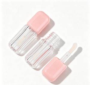 Tube de brillant à lèvres transparent rose brillant à rayures verticales, vide, 6 ml, pour huile à lèvres, contenant cosmétique - Product Image 5