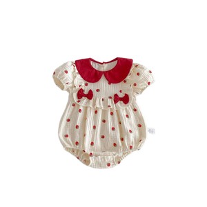 Ropa <span class=keywords><strong>de</strong></span> Verano para Bebés Recién Nacidos, Vestidos con Estampado <span class=keywords><strong>de</strong></span> Fresas para Bebés <span class=keywords><strong>de</strong></span> 100 Días, Mono Informal <span class=keywords><strong>de</strong></span> Punto Floral para Niñas - Product Image 5