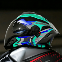 Casque de moto intégral professionnel de course homologué DOT, coque ABS, amortisseur EPS, double visière avec grande aileron arrière