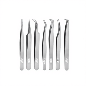 <span class=keywords><strong>Pince</strong></span> <span class=keywords><strong>à</strong></span> épiler en acier inoxydable pour faux cils, kit professionnel de greffe pour débutants, 13 cm, logo personnalisable - Product Image 1