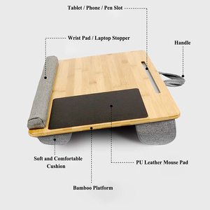 Soporte de bambú para computadora portátil con soporte para teléfono de tableta para cama, sofá, suelo - Product Image 5