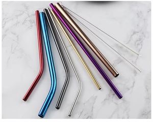 Pailles en métal réutilisables personnalisables avec logo, en acier inoxydable, colorées, en gros, avec sac et brosse de nettoyage – Meilleures ventes - Product Image 3