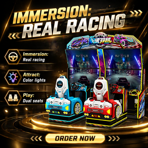 เครื่องเกมแข่งรถแบบเคลื่อนไหวสองจอโลหะ สำหรับ 2 ผู้เล่น จากโรงงานโดยตรง รับประกัน 1 ปี สำหรับศูนย์เกม - Product Image 2