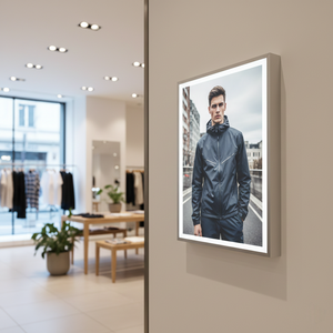 תצוגת פוסטר דקורטיבית עם מסגרת אלומיניום, תאורת לד, פאנל אקרילי, טכנולוגיית תאורה קווית, דקה במיוחד לתערוכות קמעונאיות, עמידה בפני קרינת UV - Product Image 2