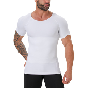 Chemises de compression respirantes en tricot pour hommes, OEM/ODM, pour gynécomastie, manches courtes, body shaper - Product Image 3