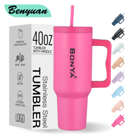 Nuevo Vaso Térmico de Acero Inoxidable 18/8 de Doble Pared de 40 oz con Asa y Pajita para Exteriores