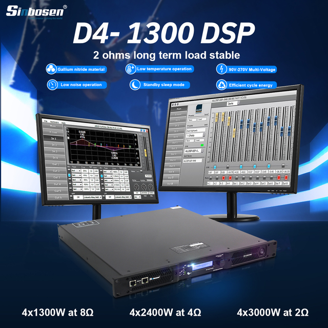 D4-1300 Professional Stage 1200w*4 Sound Standard Power Amplifier Dsp