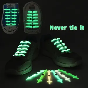 새로운 실리콘 소재 글로우 어두운 빛나는 빛 신발 끈 6 색 밤 깜박이 신발 끈