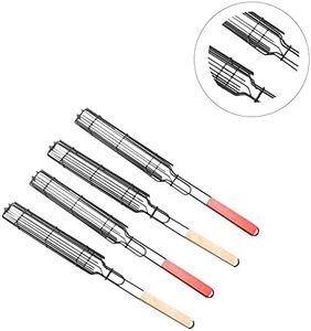 Pinza para parrilla de barbacoa con malla y mango de madera, antiadherente, electrochapada, para carbón, para camping, moderna, para exteriores - Product Image 5