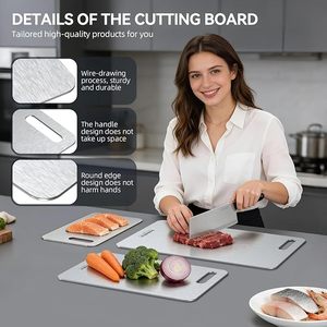Ensemble de 3 planches <span class=keywords><strong>à</strong></span> <span class=keywords><strong>découper</strong></span> en titane pur, planche <span class=keywords><strong>à</strong></span> <span class=keywords><strong>découper</strong></span> de cuisine double face avec poignée, passe au lave-vaisselle, non toxique, durable - Product Image 6