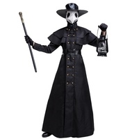Costume de Médecin de la Peste Médiéval Steampunk pour Adulte, Tenue de Homme à Bec Long d'Oiseau pour Halloween