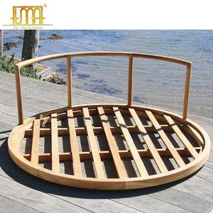 उद्यान फर्नीचर होटल बड़ा आउटडोर लकड़ी के गोल डबल सूरज बिस्तर - Product Image 5