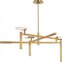 Lustre moderne en albâtre naturel, design disque flottant, suspension LED de luxe en laiton pour salle à manger, îlot de cuisine, hôtel, villa