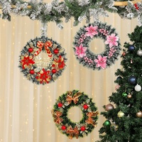 Dekorasi Natal Lintas Negara Baru, Karangan Bunga, Hiasan Pintu, Ornamen Jarum Pinus, Plastik, Gaya Eropa, Bentuk Bulat