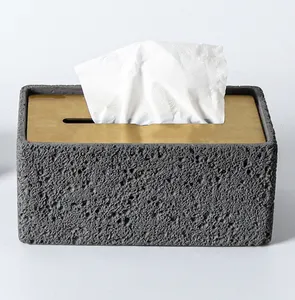 Villa Kunstmatige Marmer Kunstmatige Grijs Cement Tissue Box Hotel Thuis Blijven Commerciële Woonkamer Highend Creatieve Metalen