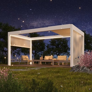 Pergola en aluminium de qualité supérieure avec revêtement en poudre 4x4m, pavillon, gazebo, imperméable, résistant à la pourriture, au soleil, avec toit à lames pour jardin, cour, villa - Product Image 5