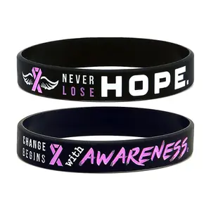 Breast Cancer Awareness Pink Ribbon Bracelets Silicone Wristbands Bracelet