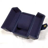 Coffrets cadeaux d'emballage de montre en papier de carton noir de luxe avec logo personnalisé montre simple à double ouverture de haute qualité éponge bleue en relief