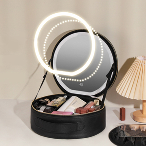 <span class=keywords><strong>2025</strong></span> thời trang trang điểm túi công suất lớn du lịch mỹ phẩm trường hợp không thấm nước xách tay Vòng trang điểm tổ chức Trường hợp với Led Gương - Product Image 6