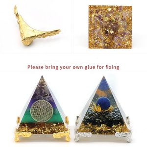 Pirámides de Orgonita de 6 cm al Por Mayor con <span class=keywords><strong>Base</strong></span> de Metal, Pirámide de Energía de Cristal para Sanación, Reiki y Meditación de los 7 Chakras - Product Image 5