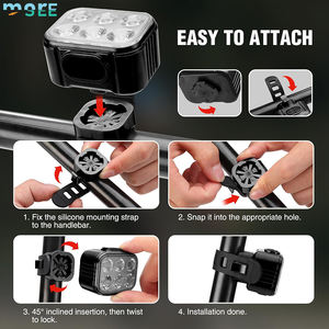 مجموعة مصابيح دراجة قابلة لإعادة الشحن ذات عمر بطارية طويل للتخصيص من العلامة التجارية SeeMore ، مصابيح دراجة فائقة السطوع 8 + 12 وضعًا - Product Image 6