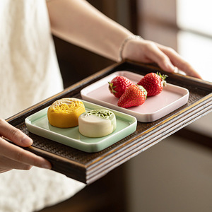 Bandeja rectangular de cerámica china, plato de porcelana para servir frutas, plato para servir té, para mesa de té, hogar, sala de estar, plato para postres - Product Image 1