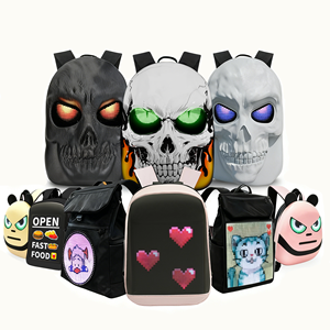 3D <b>LED</b> Skull <b>Backpack</b> Hard Shell Motorcycle Bag with Programmable Eyes App Control Waterproof Knight Rucksack for Travel Riding - Product Image 2