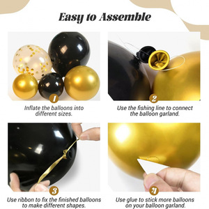 Kit d'<span class=keywords><strong>arche</strong></span> de guirlande de ballons en latex noir or pour <span class=keywords><strong>Amazon</strong></span> bricolage transfrontalier pour les décorations de fête d'<span class=keywords><strong>anniversaire</strong></span> de la Saint-Valentin d'Halloween - Product Image 2