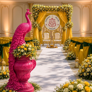 Structure de mandap de mariage indien avec auvent en cristal, décor de scène réglable avec support à fleurs pour cérémonie et réception - Product Image 3