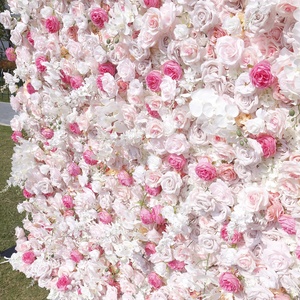 ผนังดอกไม้ประดิษฐ์สำหรับงานแต่งงานขายส่ง ดอกกุหลาบสีชมพู ดอกไม้ประดิษฐ์สำหรับงานแต่งงาน งานวันเกิด ตกแต่งฉากหลัง - Product Image 4