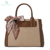 Set Tas Tangan Kanvas Baru 2026 Elegan  Tas Tote Syal Kapasitas Besar Tas Selempang Wanita Grosir Kustom Miss Alita