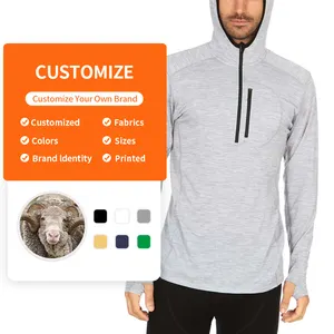 Enerup OEM modal hoodie custom Merino Wool 1/4 zip men's hoodies print sweatshirt men's hoodies & sweatshirts