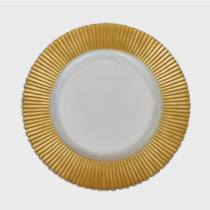 Platos de Presentación Transparentes K11 para Bodas, de 13 Pulgadas, de Vidrio Ecológico, con Borde de Burbuja y Color en Degradado - Product Image 1