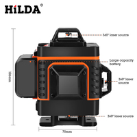 Niveau laser rotatif à faisceau vert 4D, auto-nivelant, 360 degrés, horizontal et vertical, 16 lignes, niveau laser 4D/Hilda 4D/niveau vert