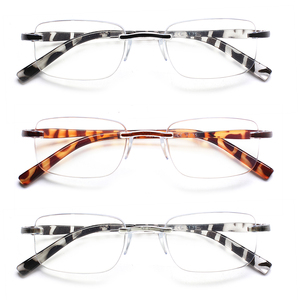 Lunettes <span class=keywords><strong>de</strong></span> lecture sans monture en métal rectangulaires anti-lumière bleue pour hommes, vente en gros d'usine, sur mesure, pour <span class=keywords><strong>presbytie</strong></span> 1.75 3.25 - Product Image 1