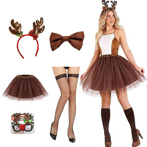 Disfraz de Reno PESENAR con tutú de diadema de asta, vestido de animal para Halloween Navidad <span class=keywords><strong>Safari</strong></span> fiesta de cumpleaños marrón - Product Image 1